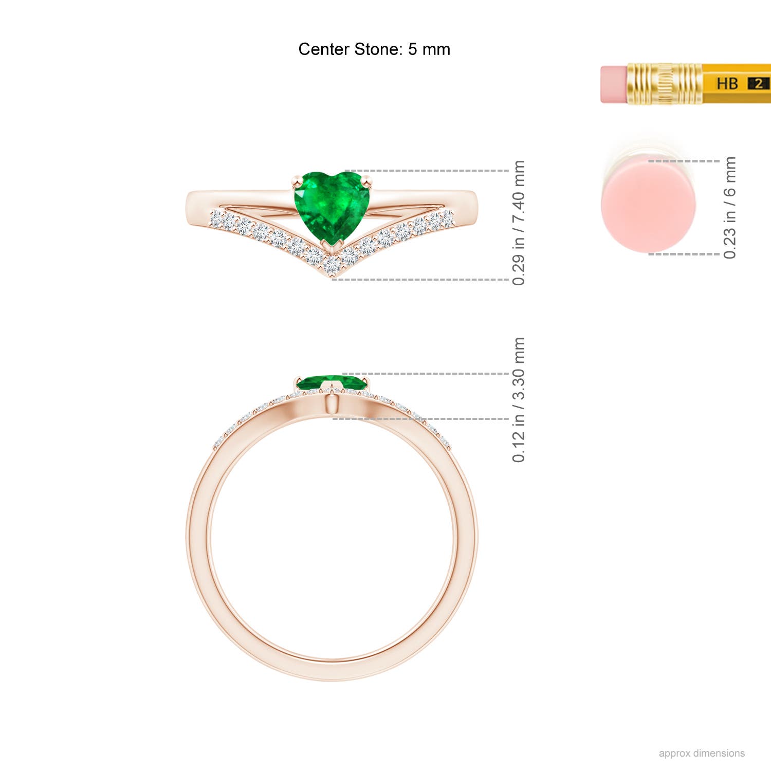 AAA - Emerald / 0.5 CT / 14 KT Rose Gold