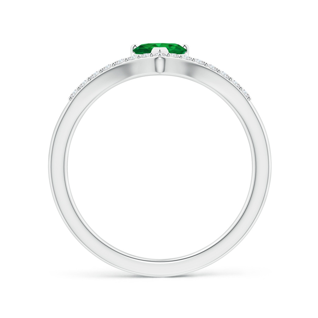 5mm AAA Solitaire Heart Emerald and Diamond Chevron Ring in White Gold Side 199