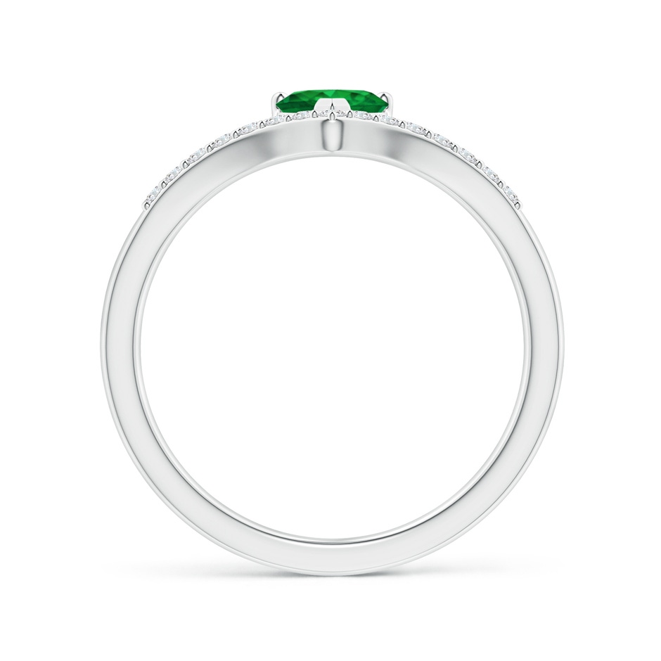 5mm AAA Solitaire Heart Emerald and Diamond Chevron Ring in White Gold side 199