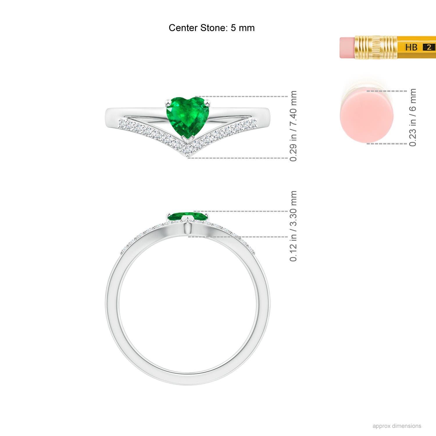 AAA - Emerald / 0.5 CT / 14 KT White Gold