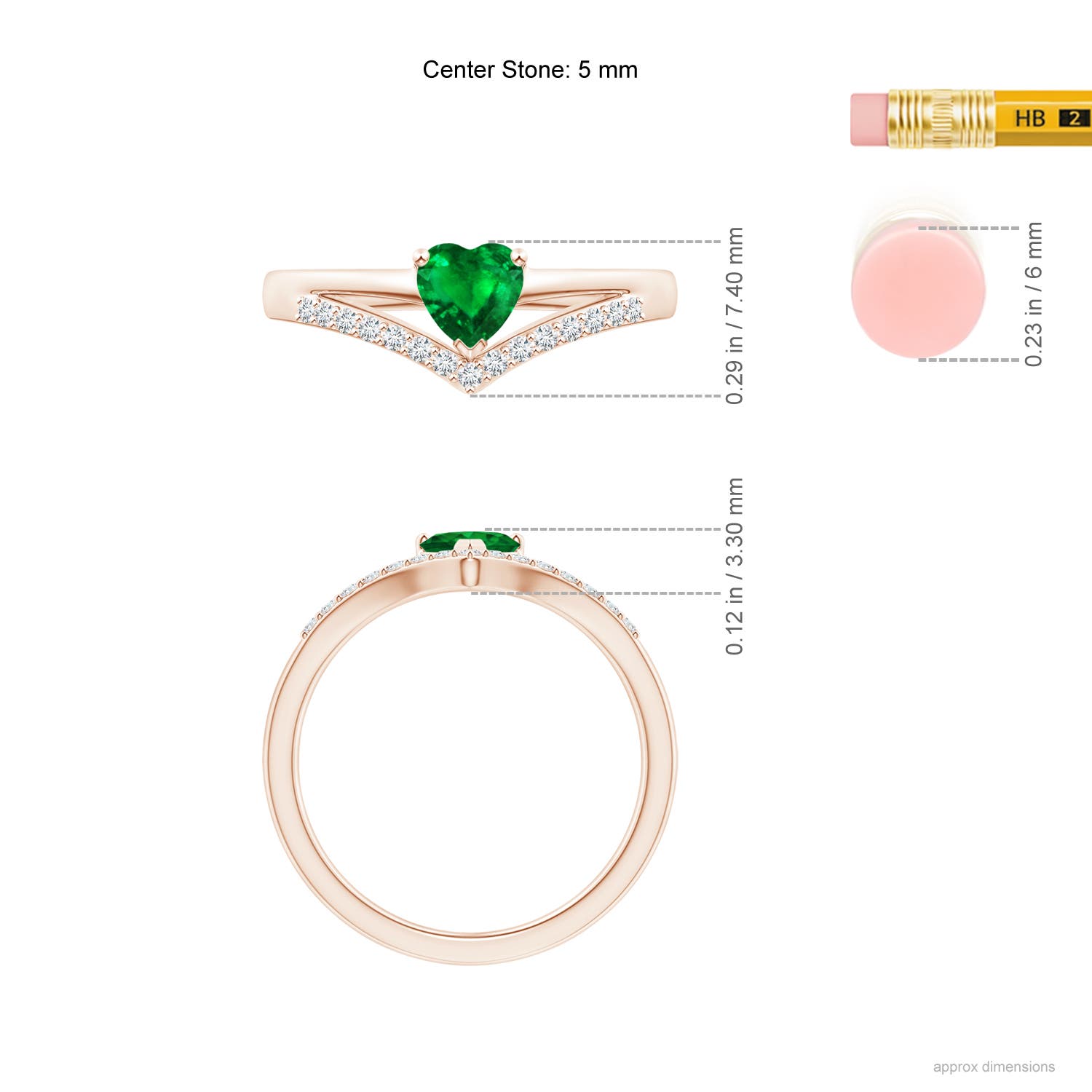 AAAA - Emerald / 0.5 CT / 14 KT Rose Gold