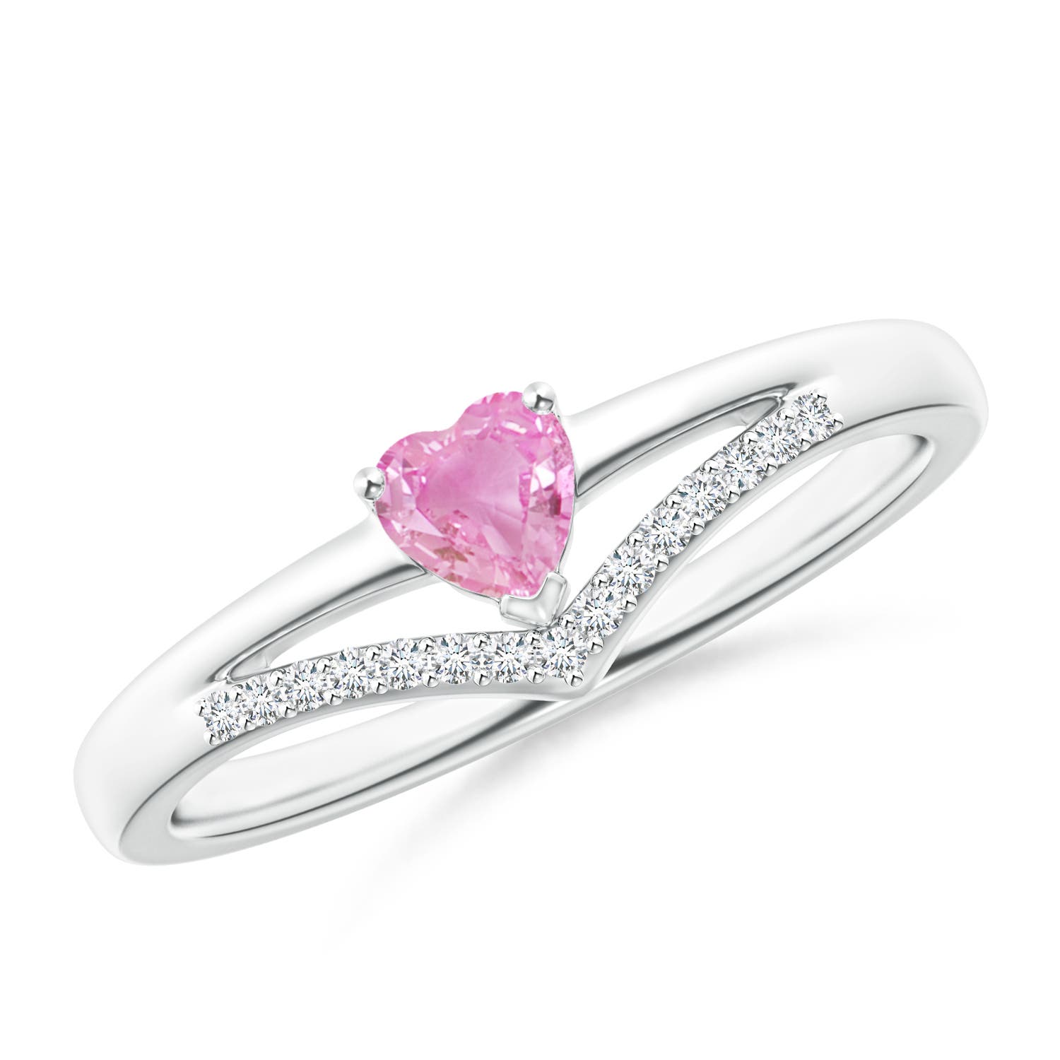 A - Pink Sapphire / 0.33 CT / 14 KT White Gold