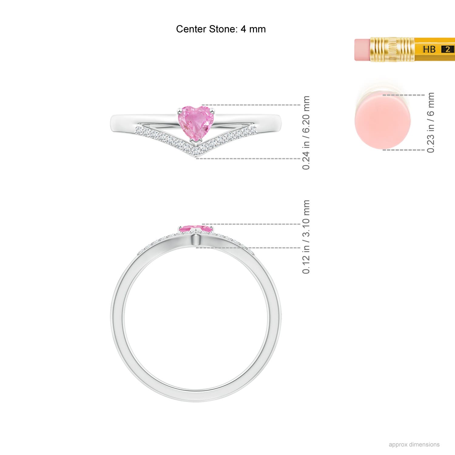 A - Pink Sapphire / 0.33 CT / 14 KT White Gold