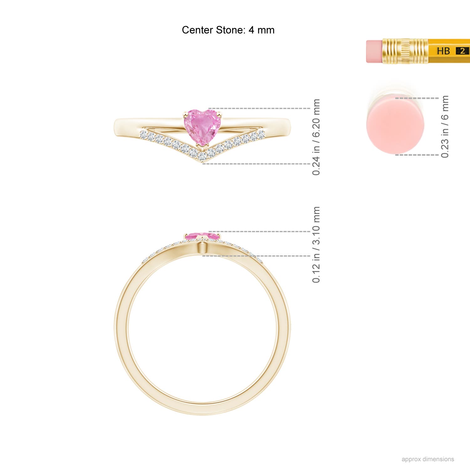 A - Pink Sapphire / 0.33 CT / 14 KT Yellow Gold