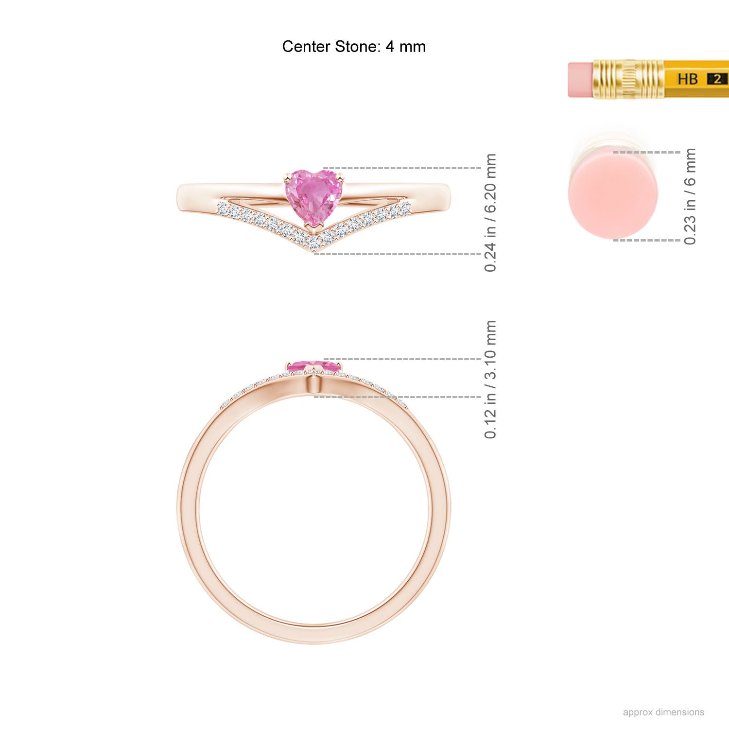 AA - Pink Sapphire / 0.33 CT / 14 KT Rose Gold