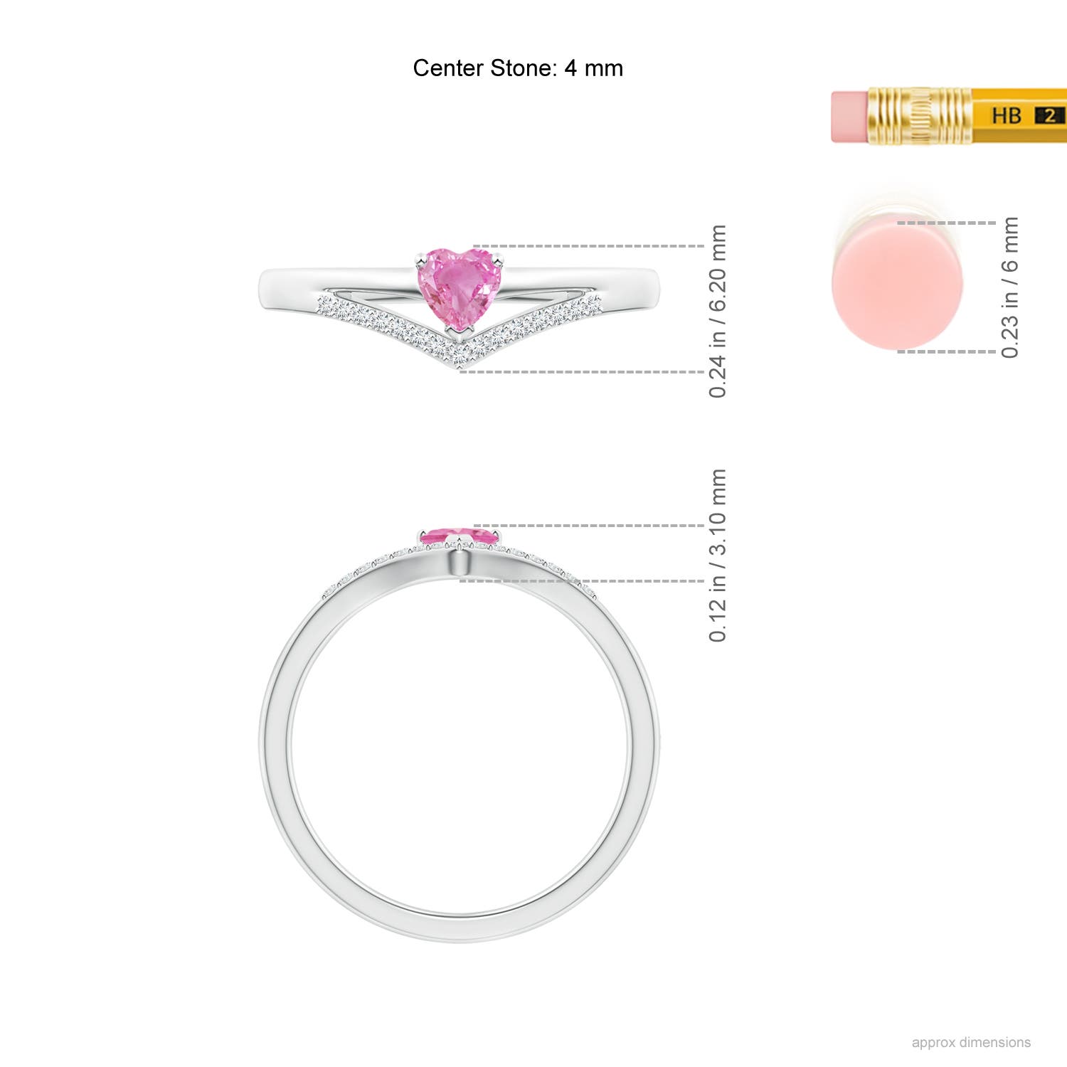 AA - Pink Sapphire / 0.33 CT / 14 KT White Gold