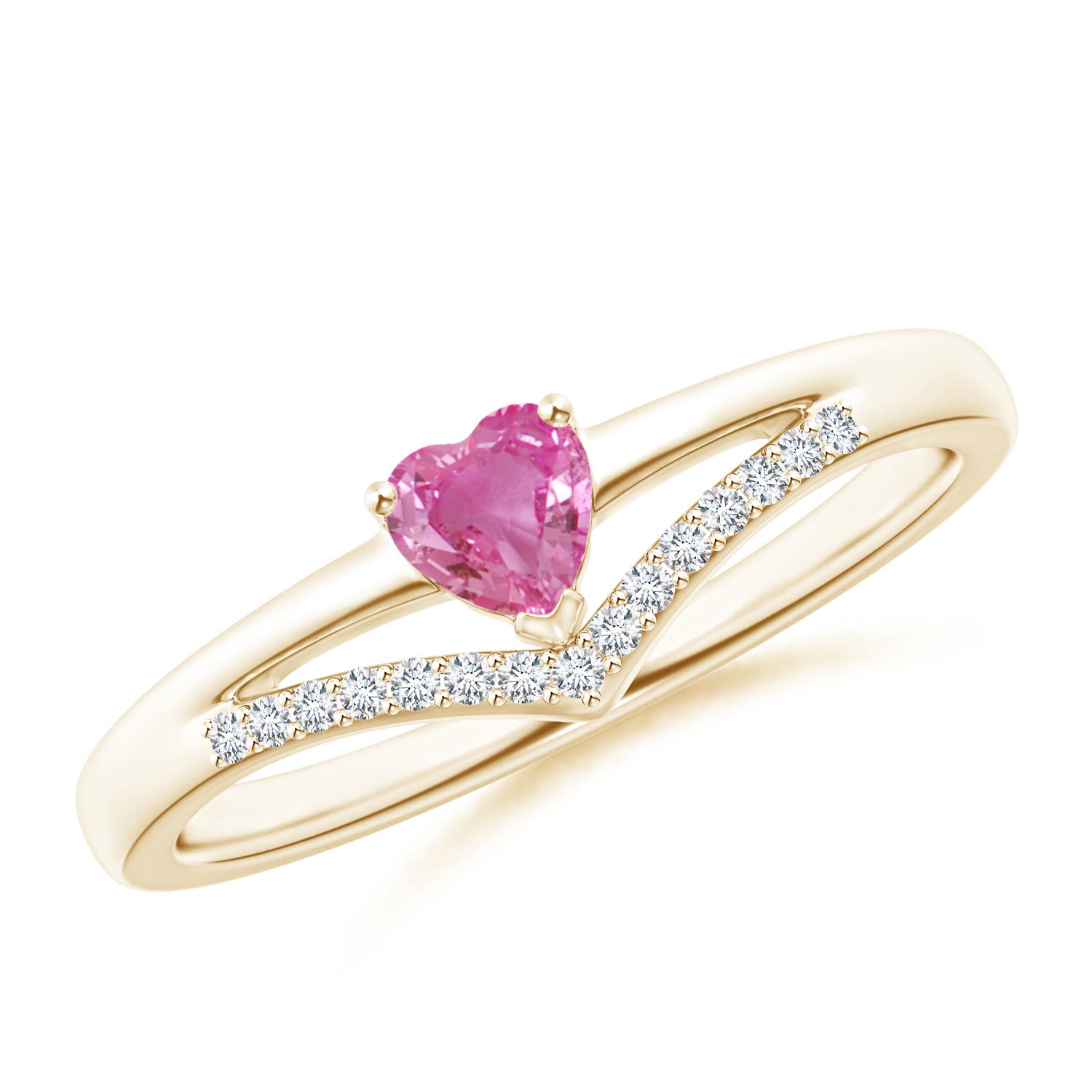 AAA - Pink Sapphire / 0.33 CT / 14 KT Yellow Gold