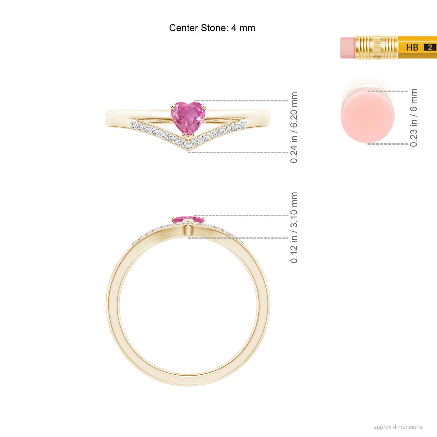 AAA - Pink Sapphire / 0.33 CT / 14 KT Yellow Gold