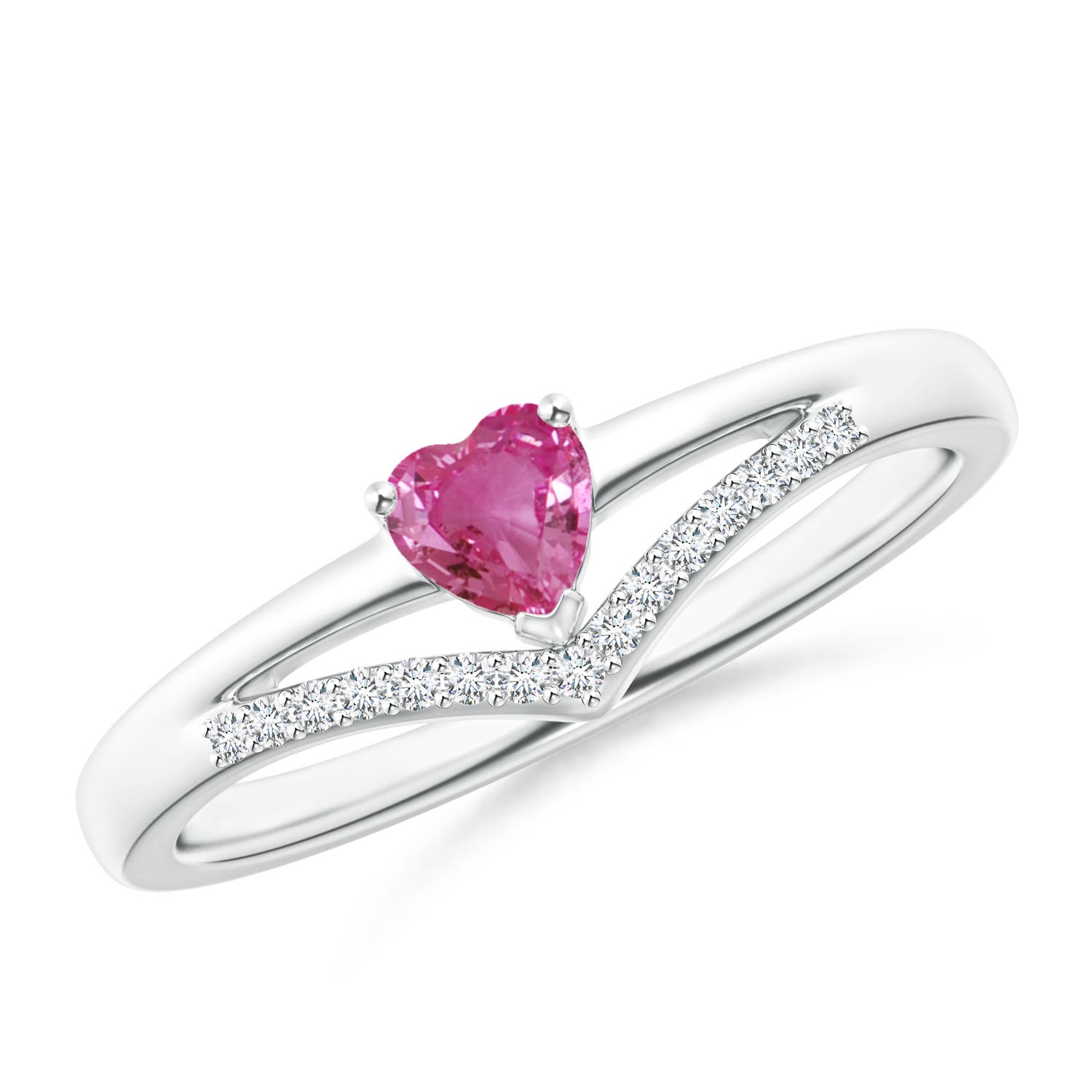 AAAA - Pink Sapphire / 0.33 CT / 14 KT White Gold