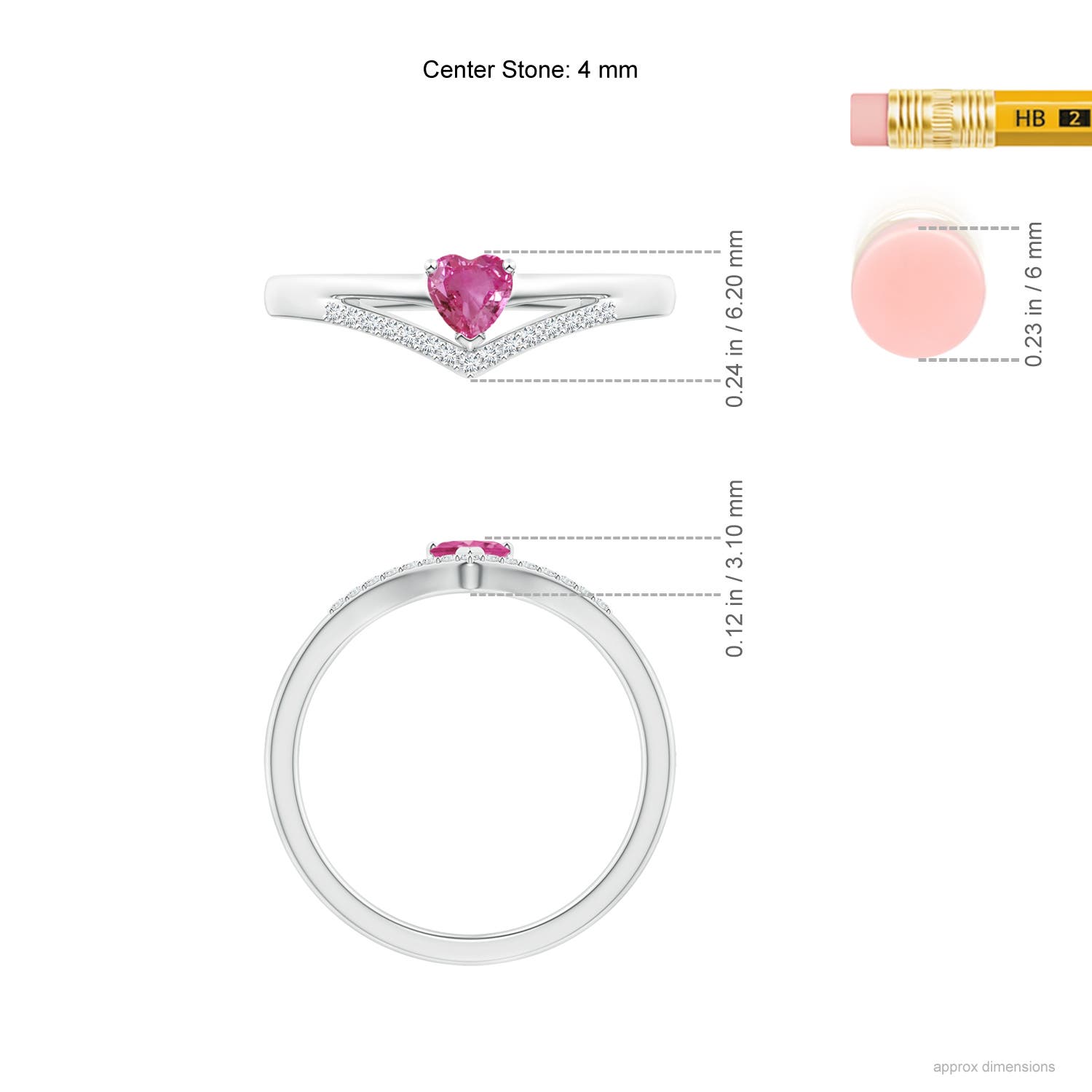 AAAA - Pink Sapphire / 0.33 CT / 14 KT White Gold