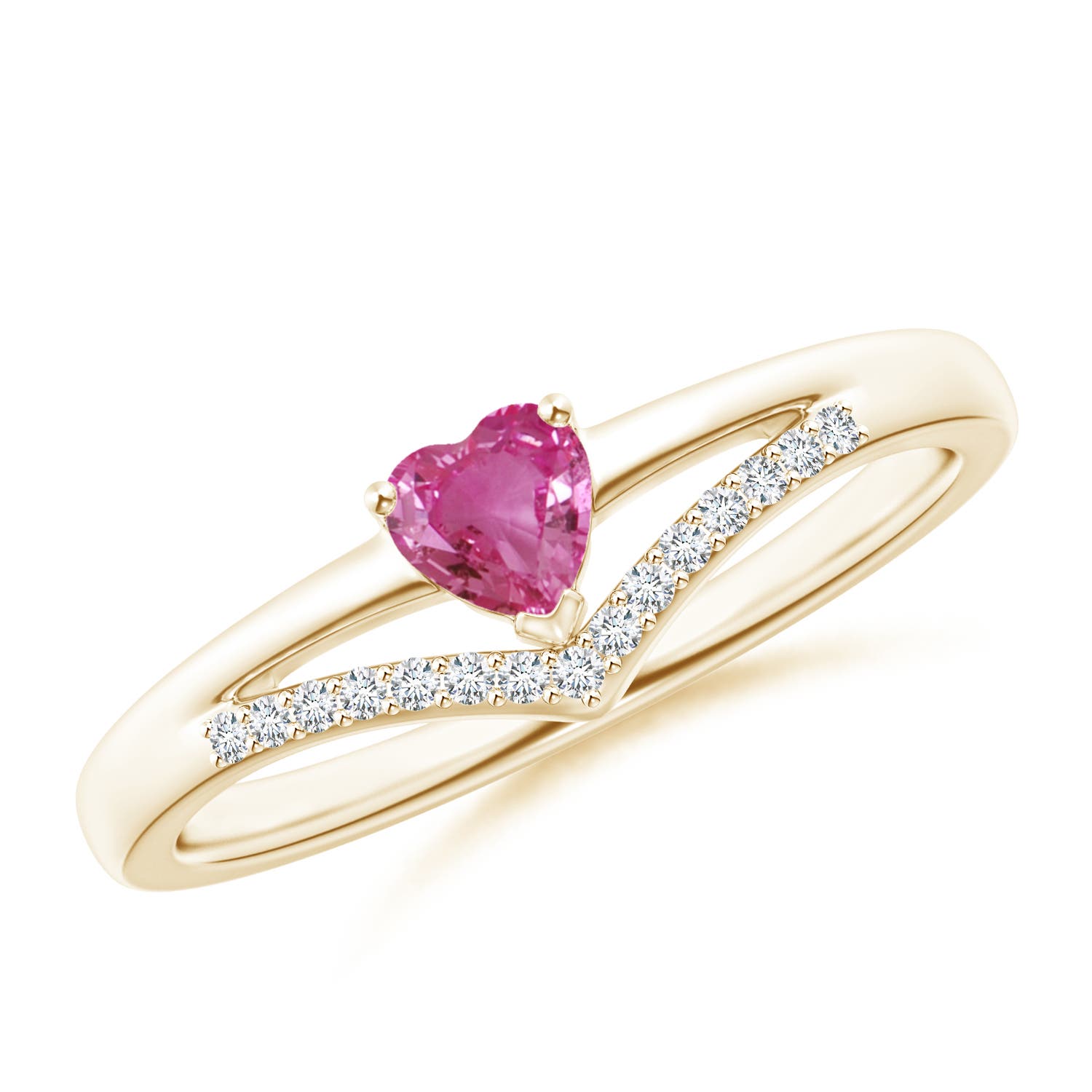 AAAA - Pink Sapphire / 0.33 CT / 14 KT Yellow Gold