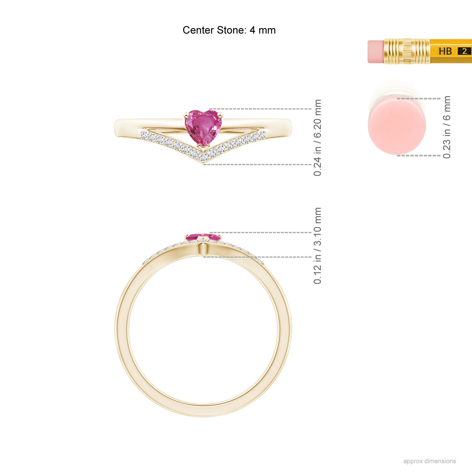 AAAA - Pink Sapphire / 0.33 CT / 14 KT Yellow Gold