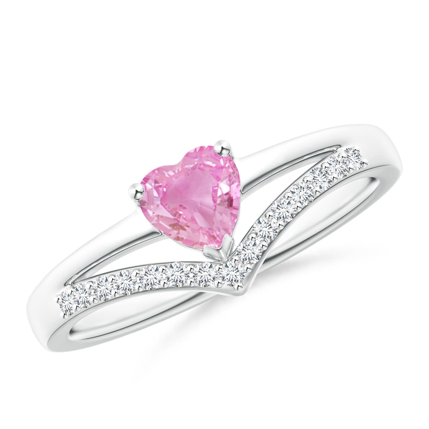 A - Pink Sapphire / 0.65 CT / 14 KT White Gold