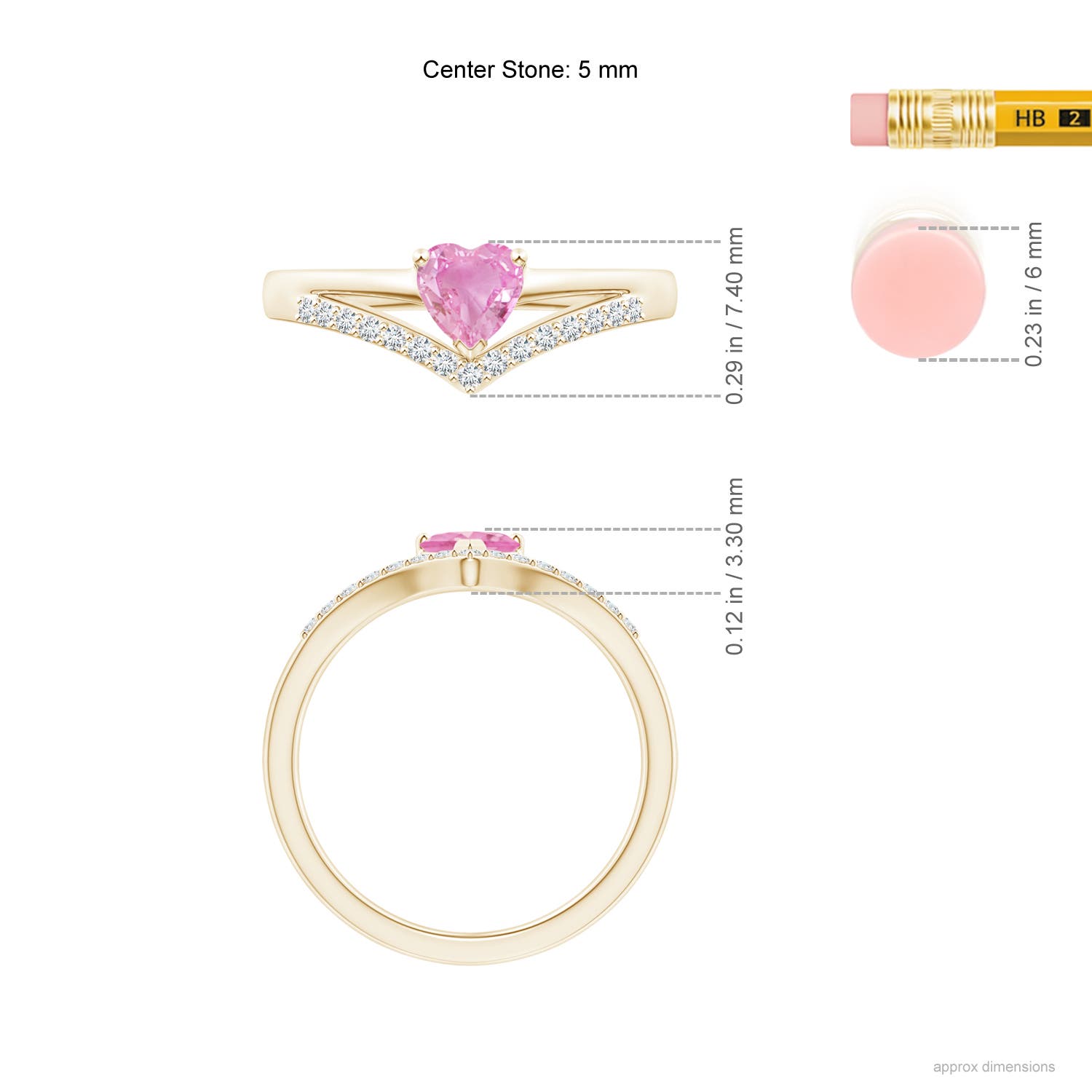 A - Pink Sapphire / 0.65 CT / 14 KT Yellow Gold