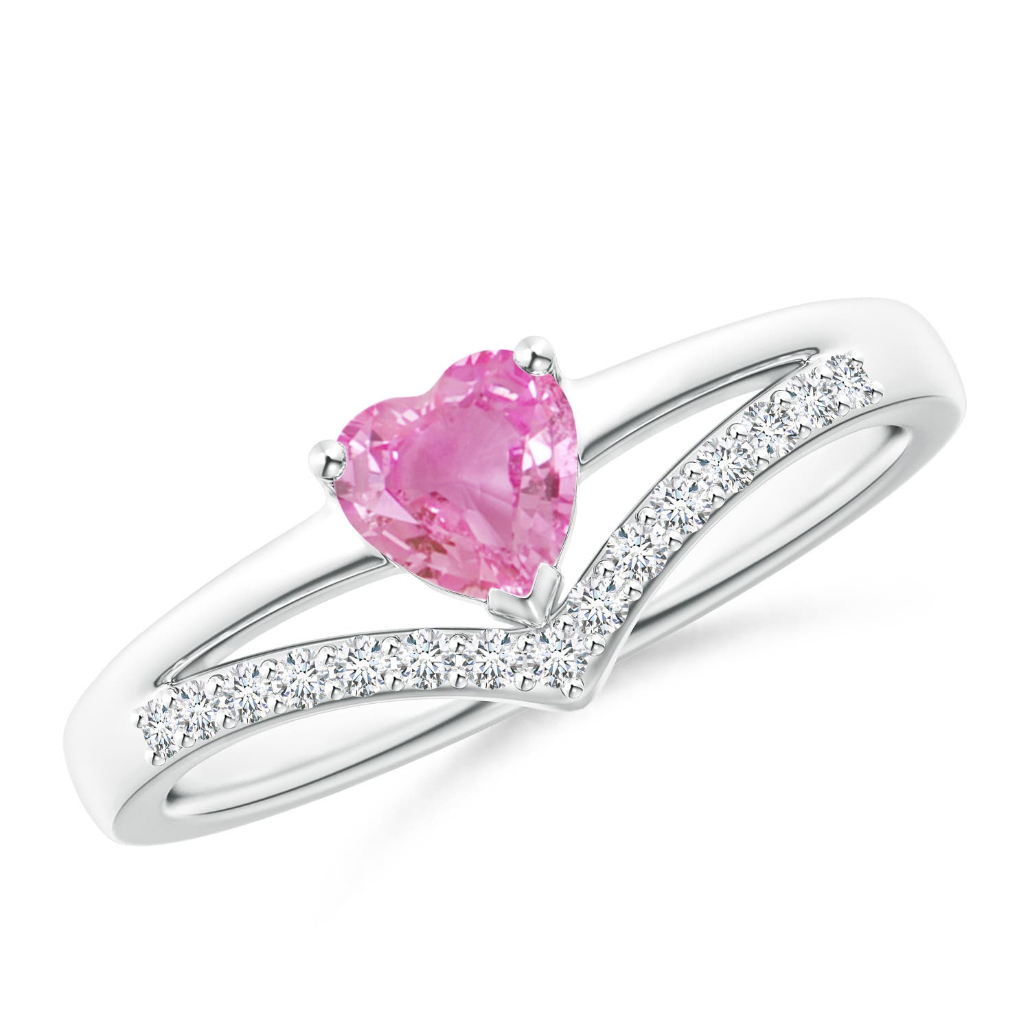 AA - Pink Sapphire / 0.65 CT / 14 KT White Gold