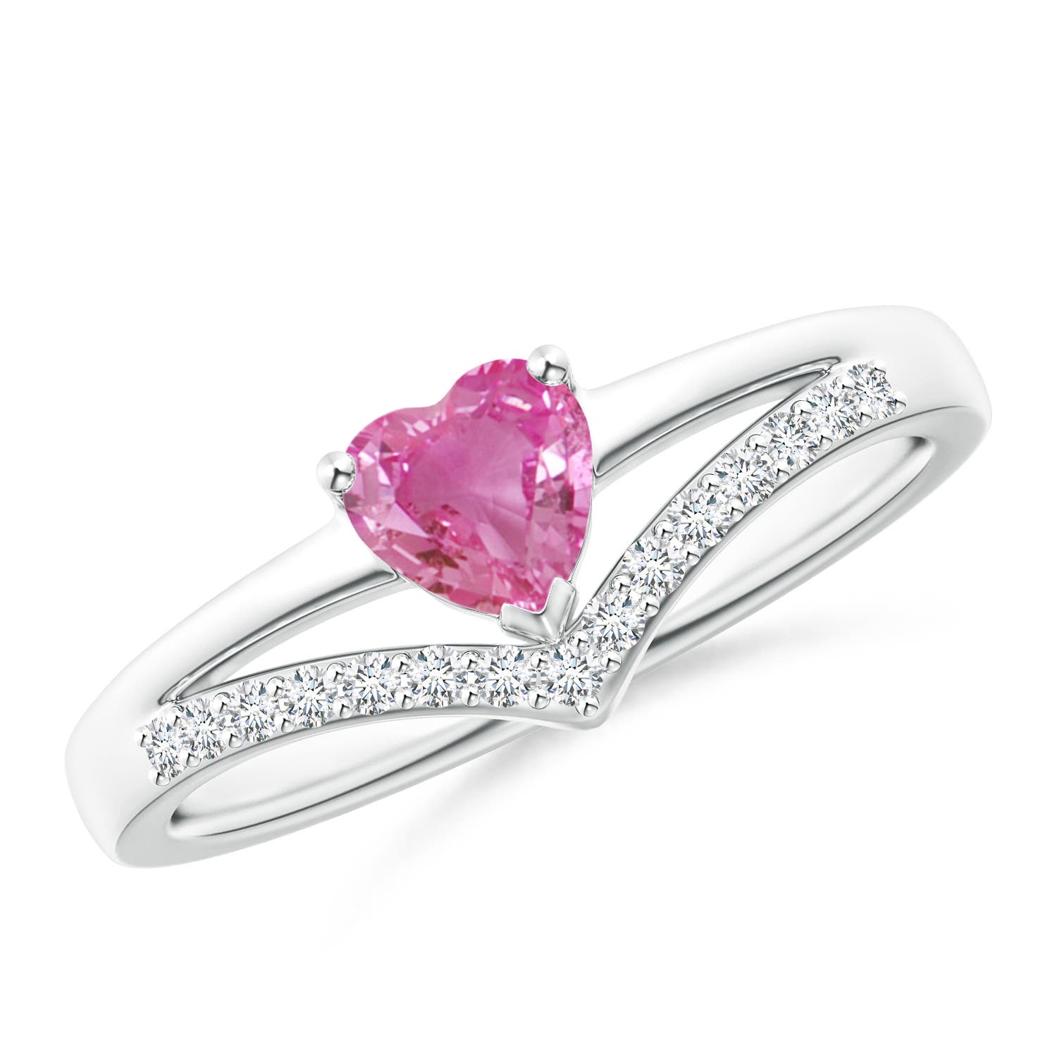 AAA - Pink Sapphire / 0.65 CT / 14 KT White Gold