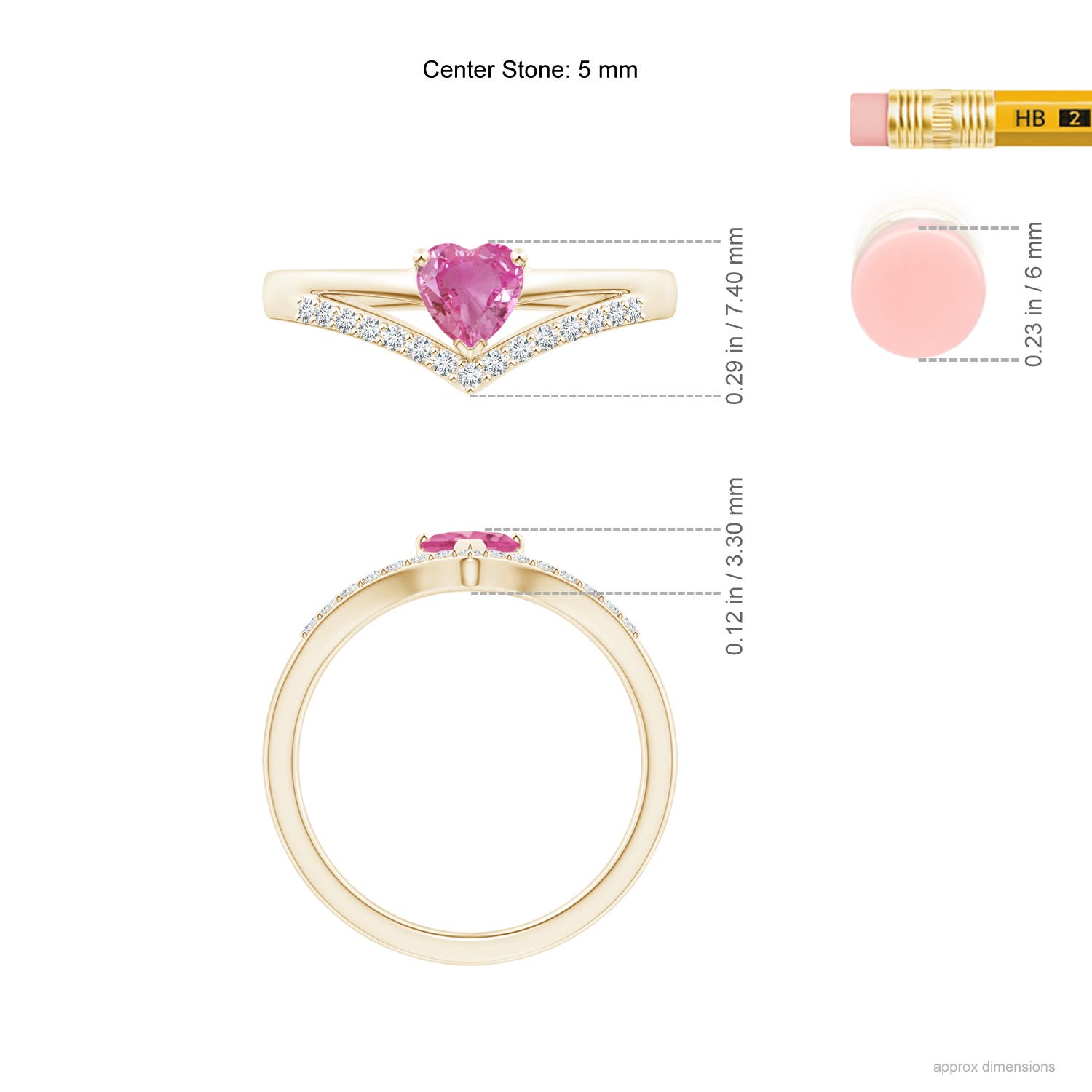 AAA - Pink Sapphire / 0.65 CT / 14 KT Yellow Gold