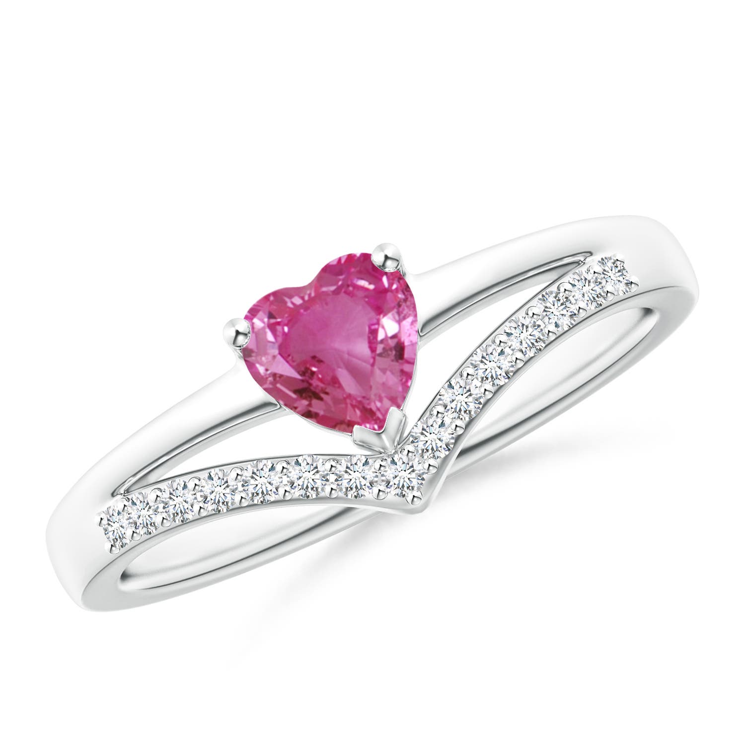 AAAA - Pink Sapphire / 0.65 CT / 14 KT White Gold