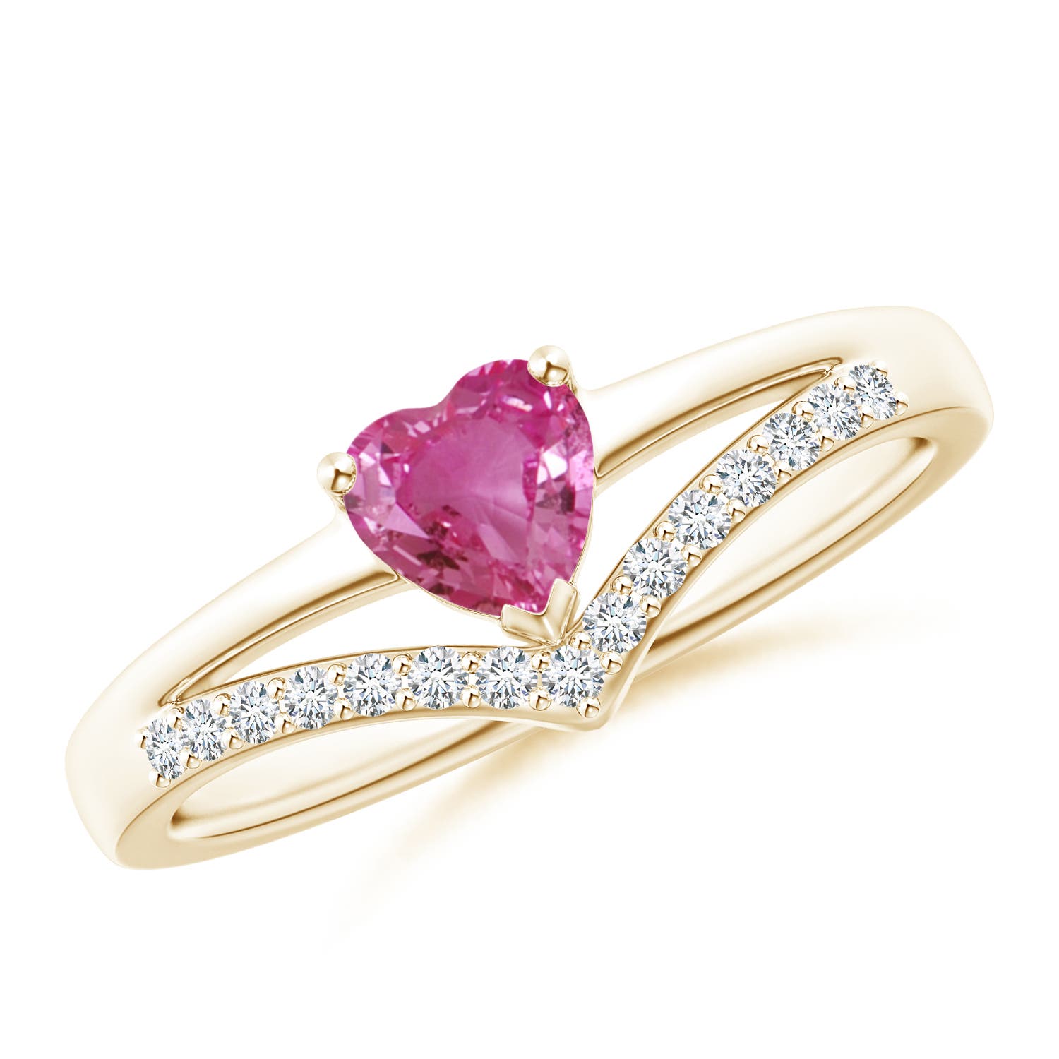 AAAA - Pink Sapphire / 0.65 CT / 14 KT Yellow Gold