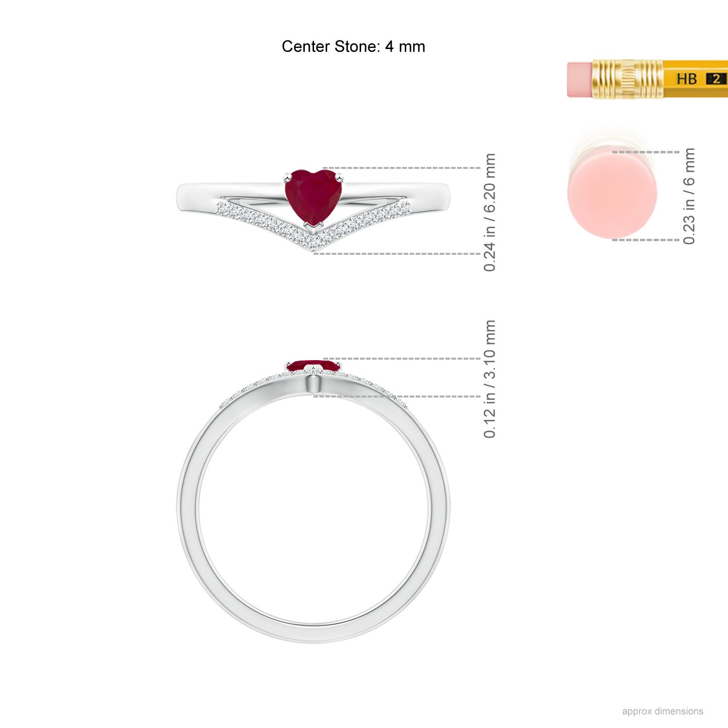 A - Ruby / 0.38 CT / 14 KT White Gold