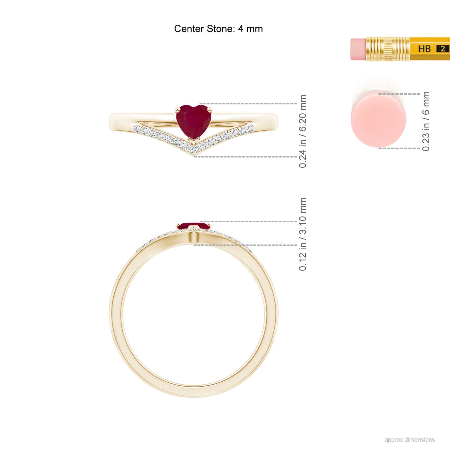 A - Ruby / 0.38 CT / 14 KT Yellow Gold