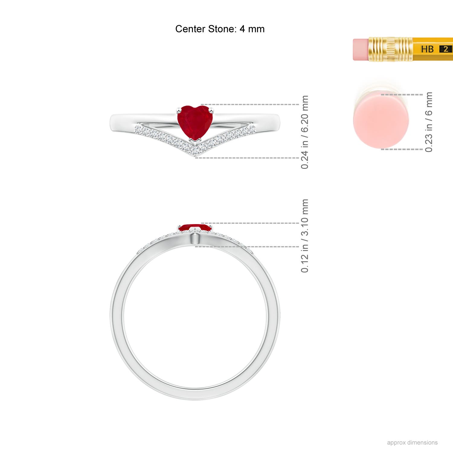 AA - Ruby / 0.38 CT / 14 KT White Gold