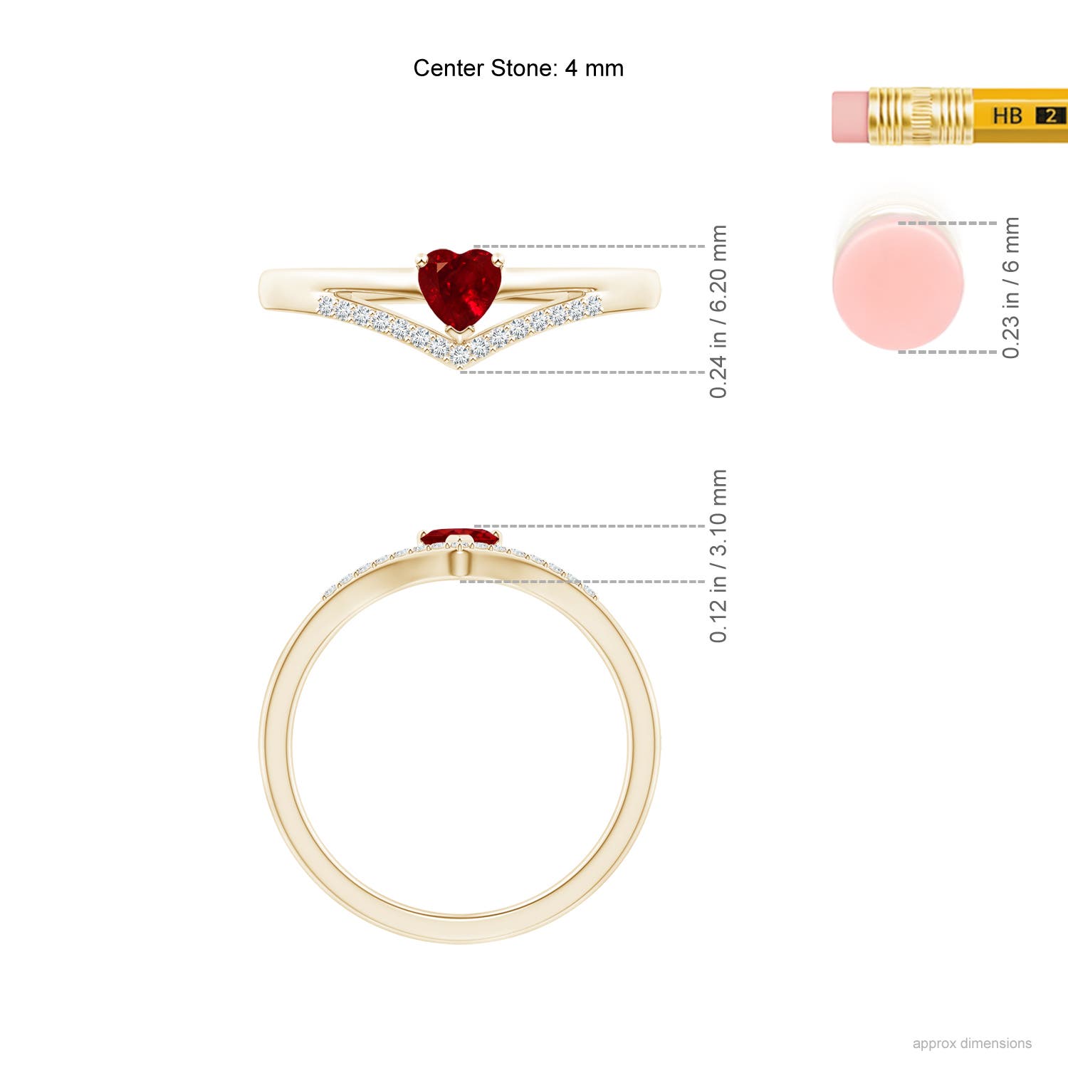 AAAA - Ruby / 0.38 CT / 14 KT Yellow Gold