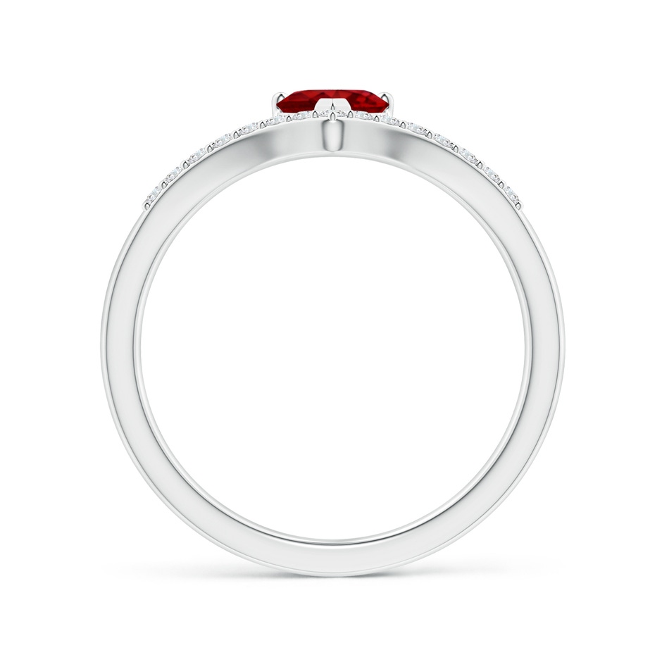 5mm AAAA Solitaire Heart Ruby and Diamond Chevron Ring in White Gold side-1