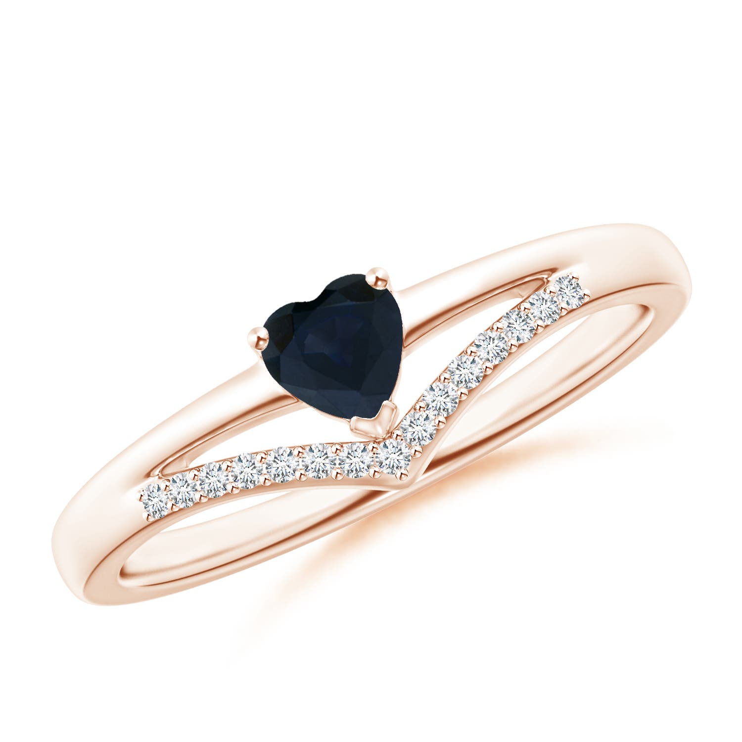 A - Blue Sapphire / 0.38 CT / 14 KT Rose Gold