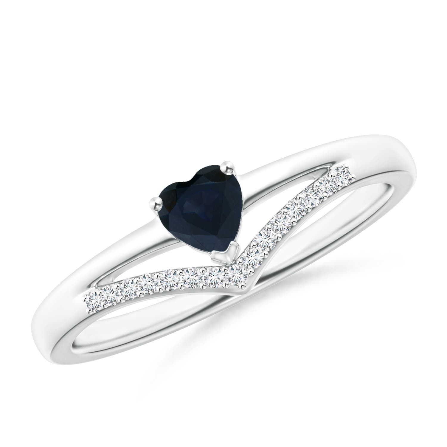 A - Blue Sapphire / 0.38 CT / 14 KT White Gold