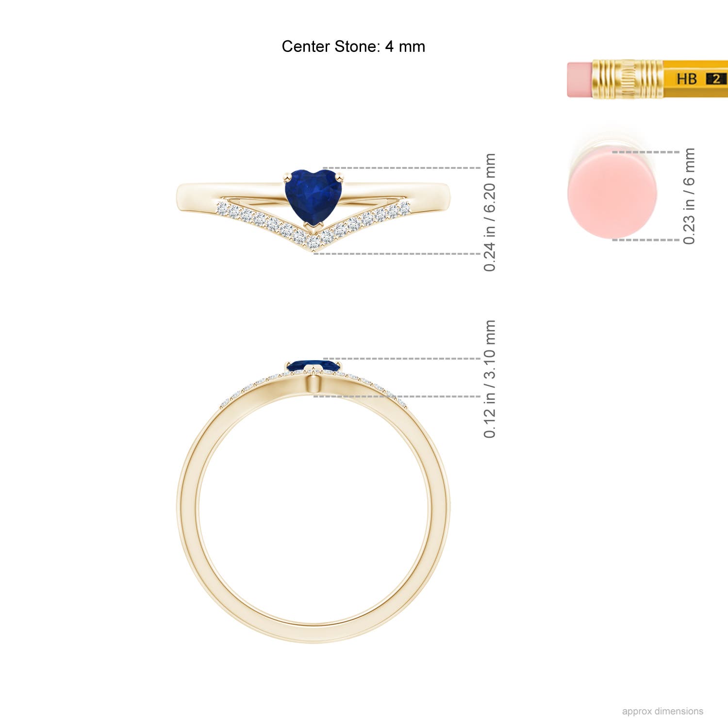 AA - Blue Sapphire / 0.38 CT / 14 KT Yellow Gold