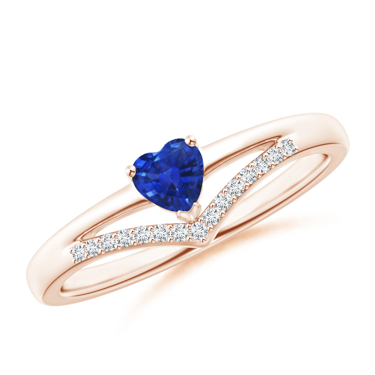 AAA - Blue Sapphire / 0.38 CT / 14 KT Rose Gold