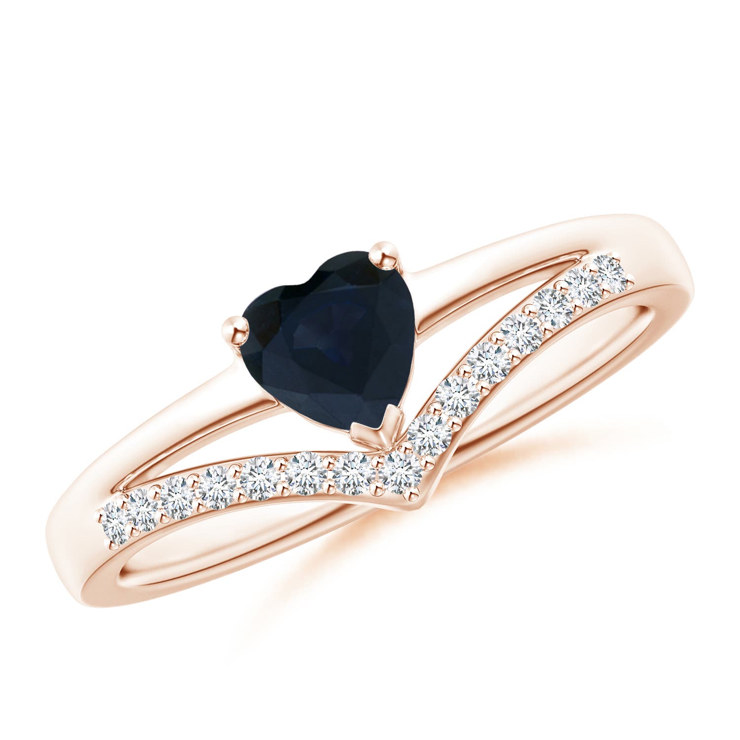 A - Blue Sapphire / 0.58 CT / 14 KT Rose Gold