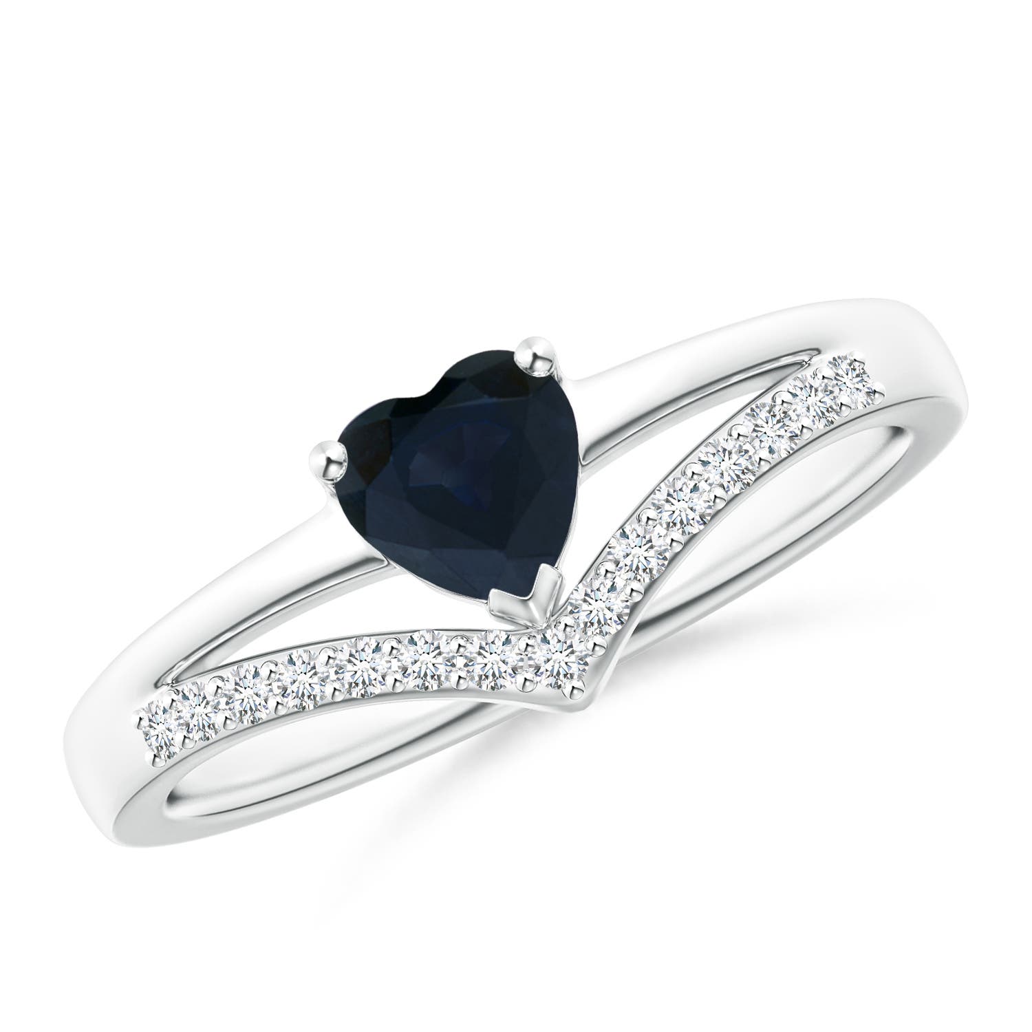 A - Blue Sapphire / 0.58 CT / 14 KT White Gold