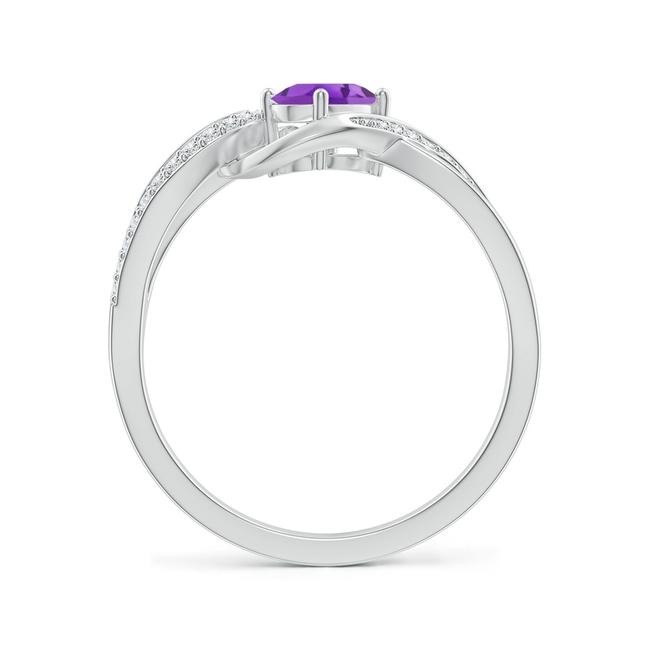 6x4mm AA Solitaire Oval Amethyst Twisted Ribbon Ring with Pavé Diamond Accents in White Gold side-1