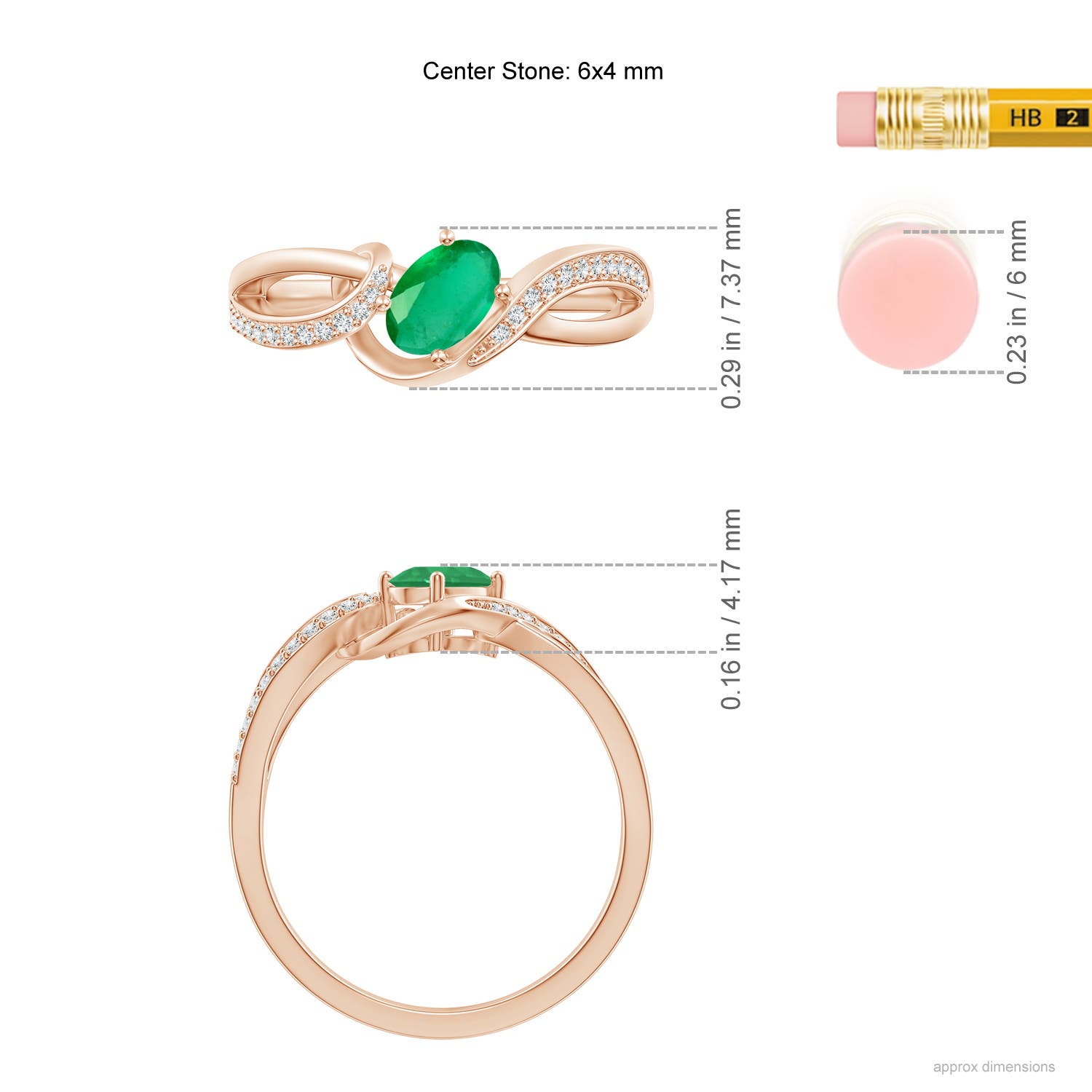 A - Emerald / 0.51 CT / 14 KT Rose Gold