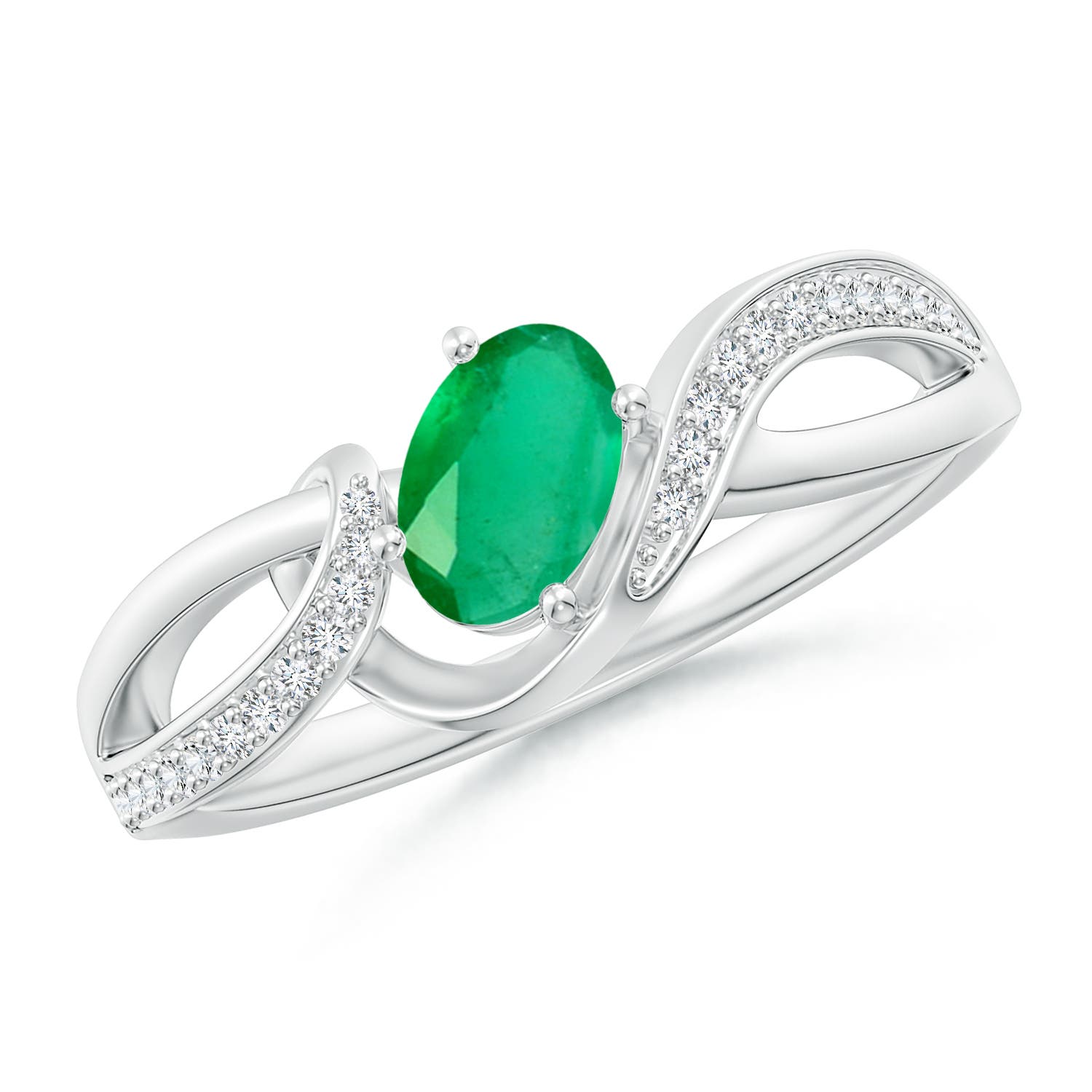 A - Emerald / 0.51 CT / 14 KT White Gold