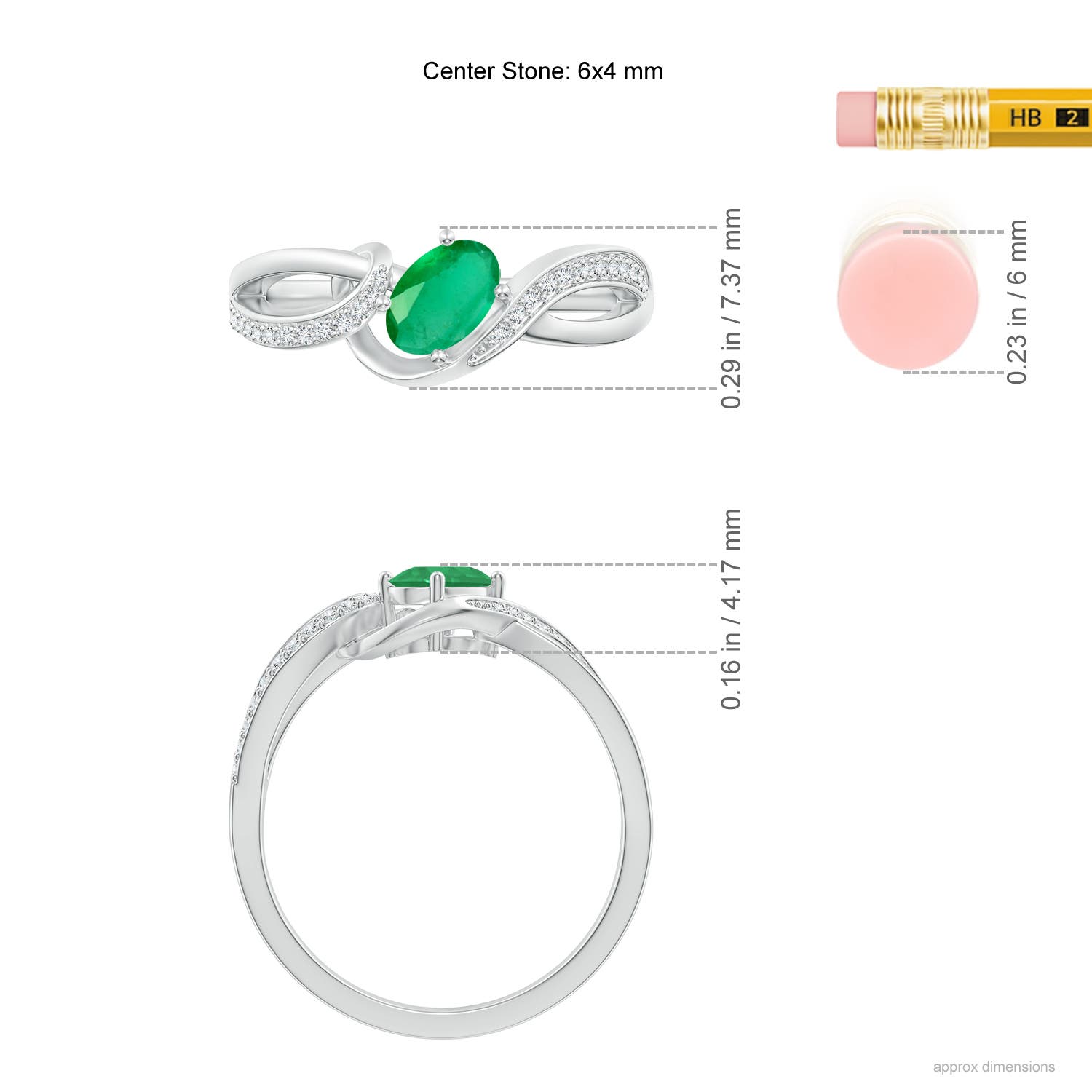 A - Emerald / 0.51 CT / 14 KT White Gold