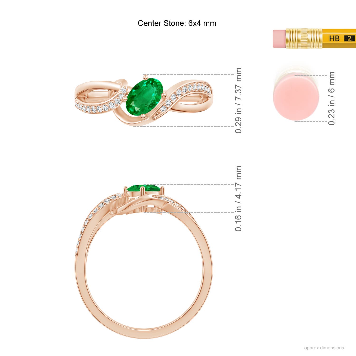 AAA - Emerald / 0.51 CT / 14 KT Rose Gold