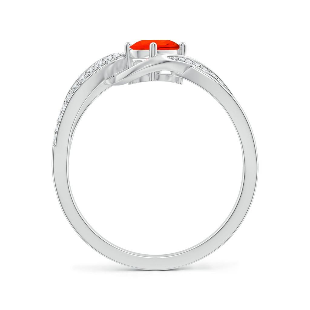 6x4mm AAAA Tilted Oval Fire Opal Ribbon Shank Ring with Diamonds in White Gold - side_1