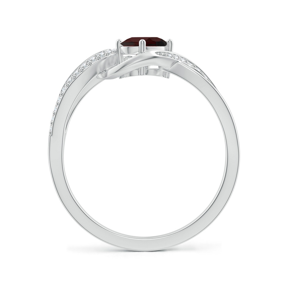 6x4mm A Solitaire Oval Garnet Twisted Ribbon Ring with Pave Diamond Accents in 18K White Gold side 199