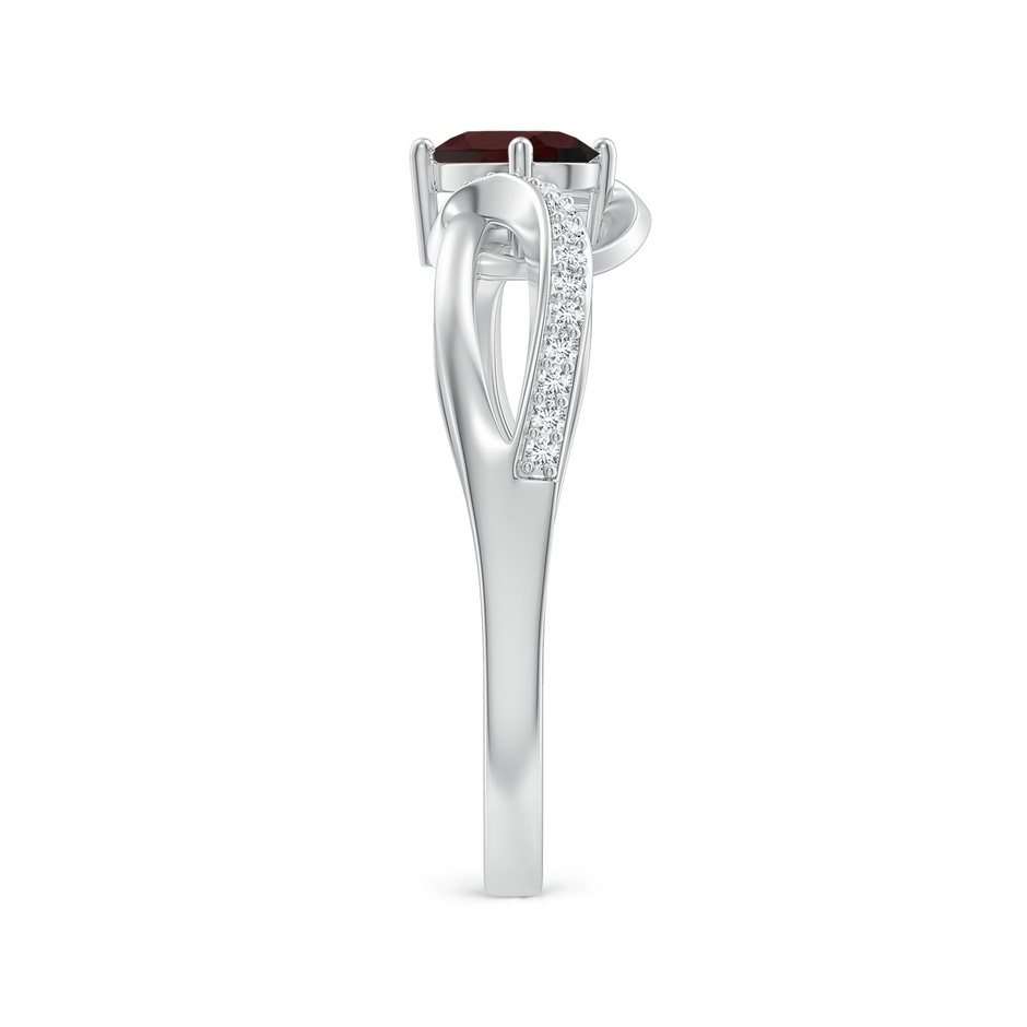 6x4mm A Solitaire Oval Garnet Twisted Ribbon Ring with Pave Diamond Accents in 18K White Gold side 299