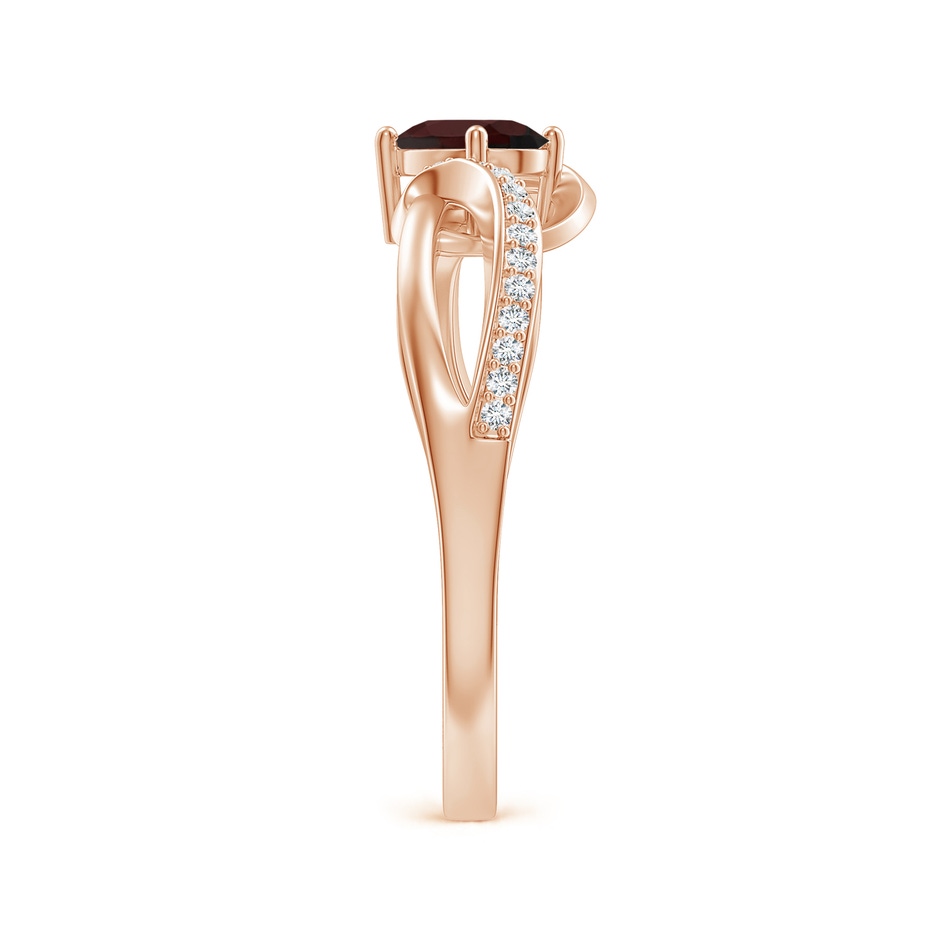 6x4mm A Solitaire Oval Garnet Twisted Ribbon Ring with Pave Diamond Accents in Rose Gold side 299