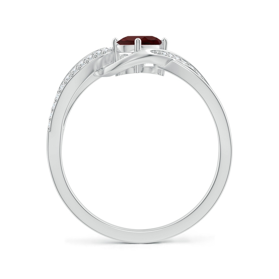 6x4mm AA Solitaire Oval Garnet Twisted Ribbon Ring with Pave Diamond Accents in S999 Silver side 199