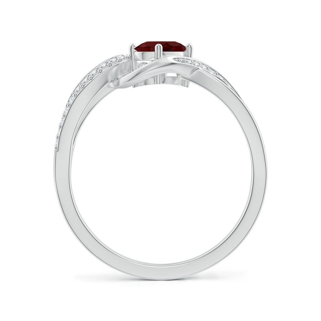 6x4mm AAA Solitaire Oval Garnet Twisted Ribbon Ring with Pave Diamond Accents in White Gold - side 199