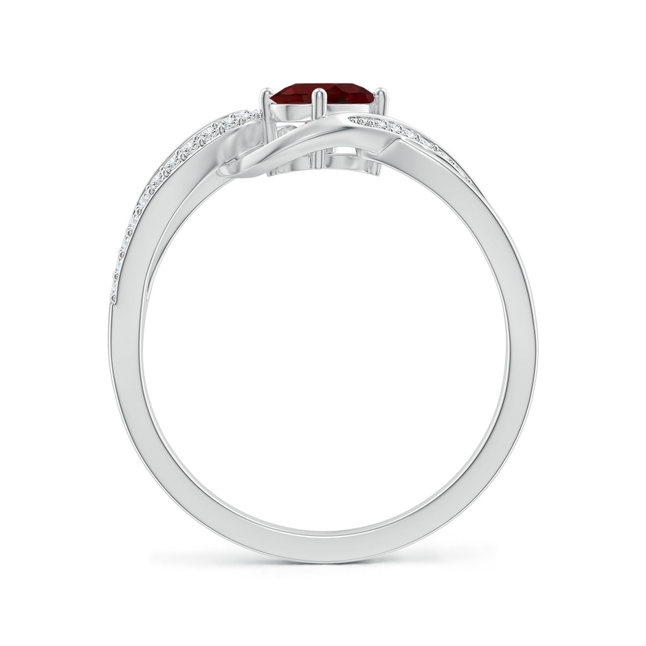 6x4mm AAA Solitaire Oval Garnet Twisted Ribbon Ring with Pave Diamond Accents in White Gold side 199