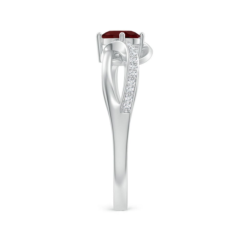6x4mm AAA Solitaire Oval Garnet Twisted Ribbon Ring with Pave Diamond Accents in White Gold side 299
