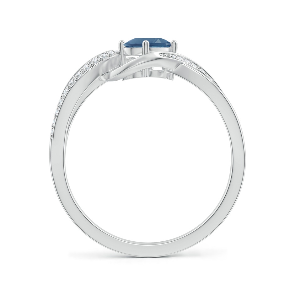 6x4mm A Oval London Blue Topaz Twisted Ribbon Ring with Diamonds in White Gold side-1