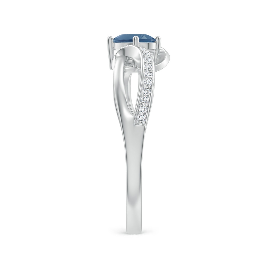 6x4mm A Oval London Blue Topaz Twisted Ribbon Ring with Diamonds in White Gold side-2