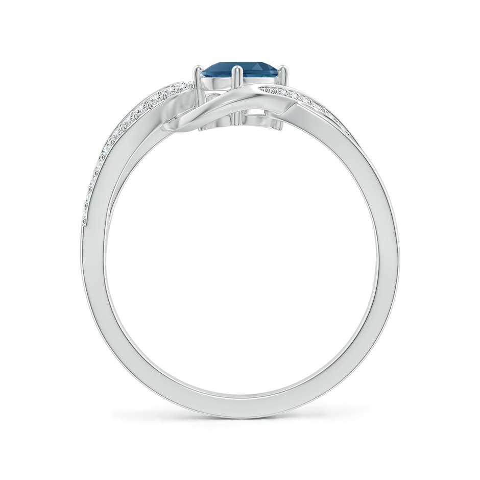 6x4mm AA Oval London Blue Topaz Twisted Ribbon Ring with Diamonds in White Gold side-1
